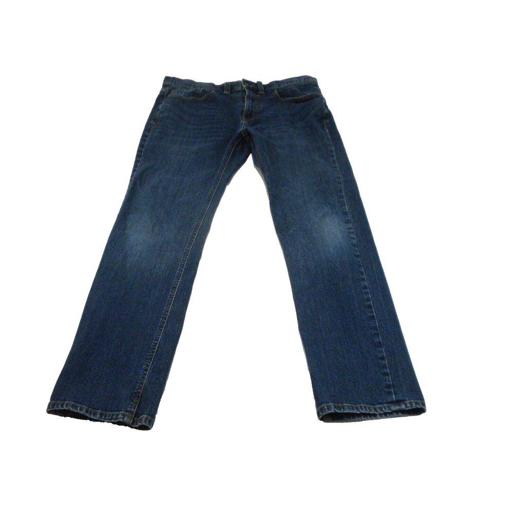 Prana Jeans Mens 35x31 Blue Denim Feener Straight Fit Organic Cotton Stretch